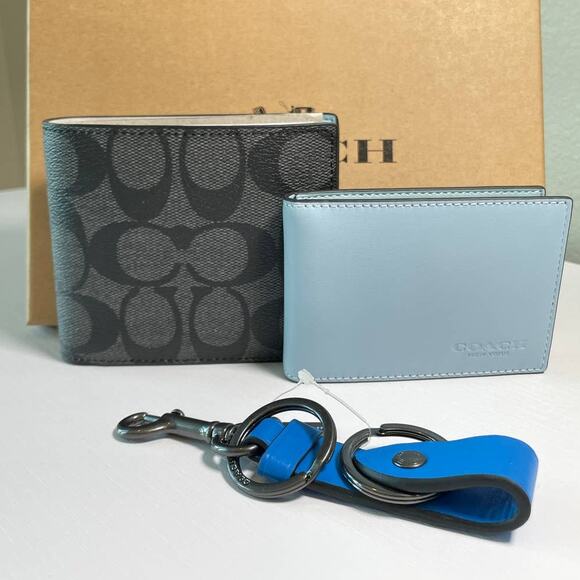 Coach Boxed 3 In 1 Wallet and Trigger valet key fob Gift Set - Picture 3 of 12